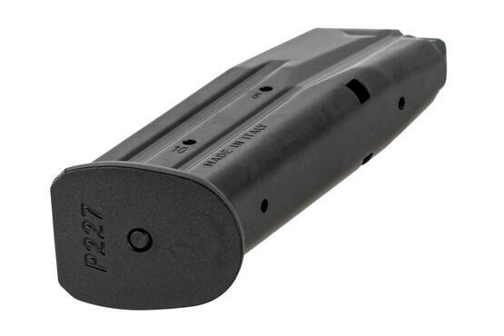 The Sig P227 45 ACP magazine features a flush fit polymer base pad